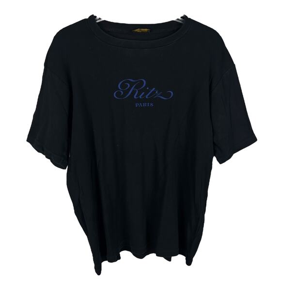 Ritz Carlton Paris France Black Y2K Short Sleeve Crew Neck Graphic Tshirt XL - Picture 1 of 4